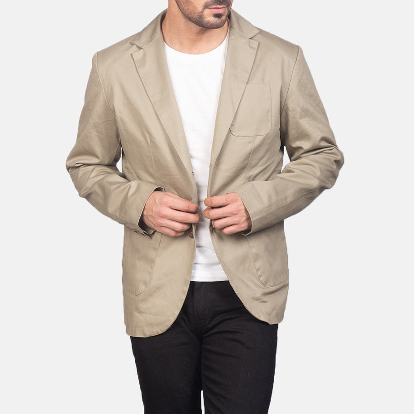 Borges Beige Blazer de Couro para Homem