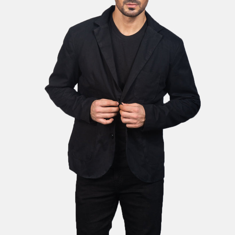 Borges Preto Blazer de Couro para Homem