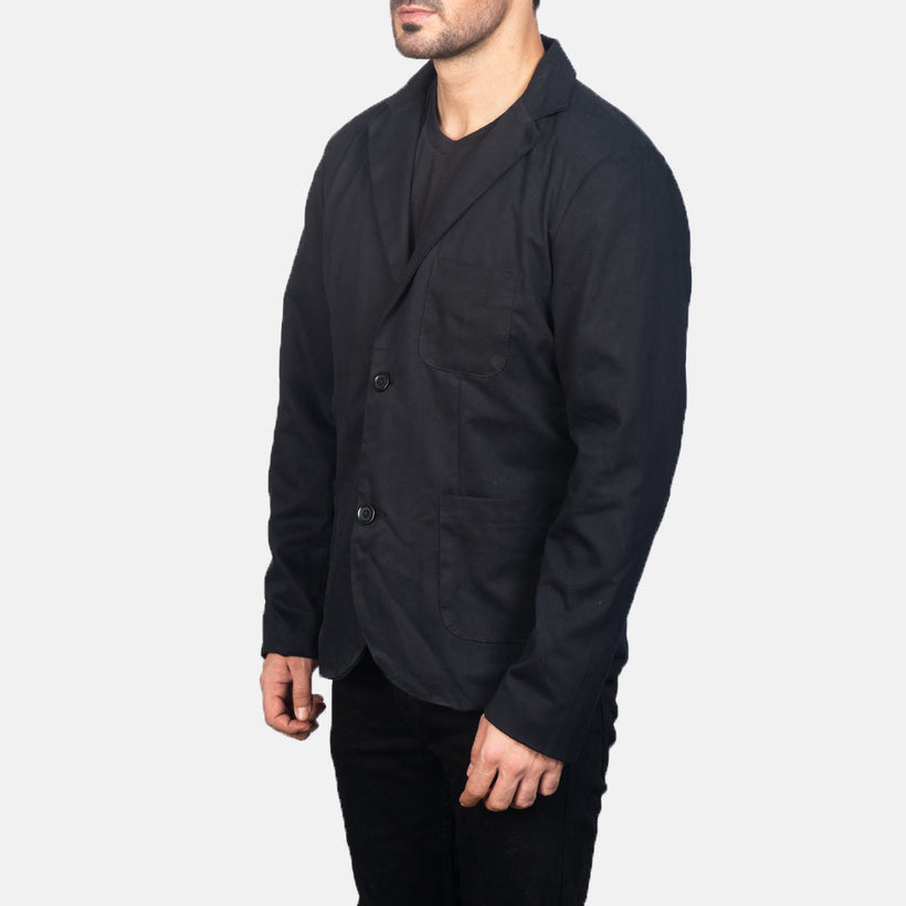 Borges Preto Blazer de Couro para Homem