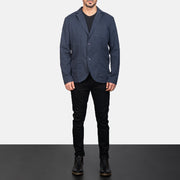 
Borges Navy Azul Blazer em Couro para Homem - Vista lateral mostrando o corte ergonómico de mangas