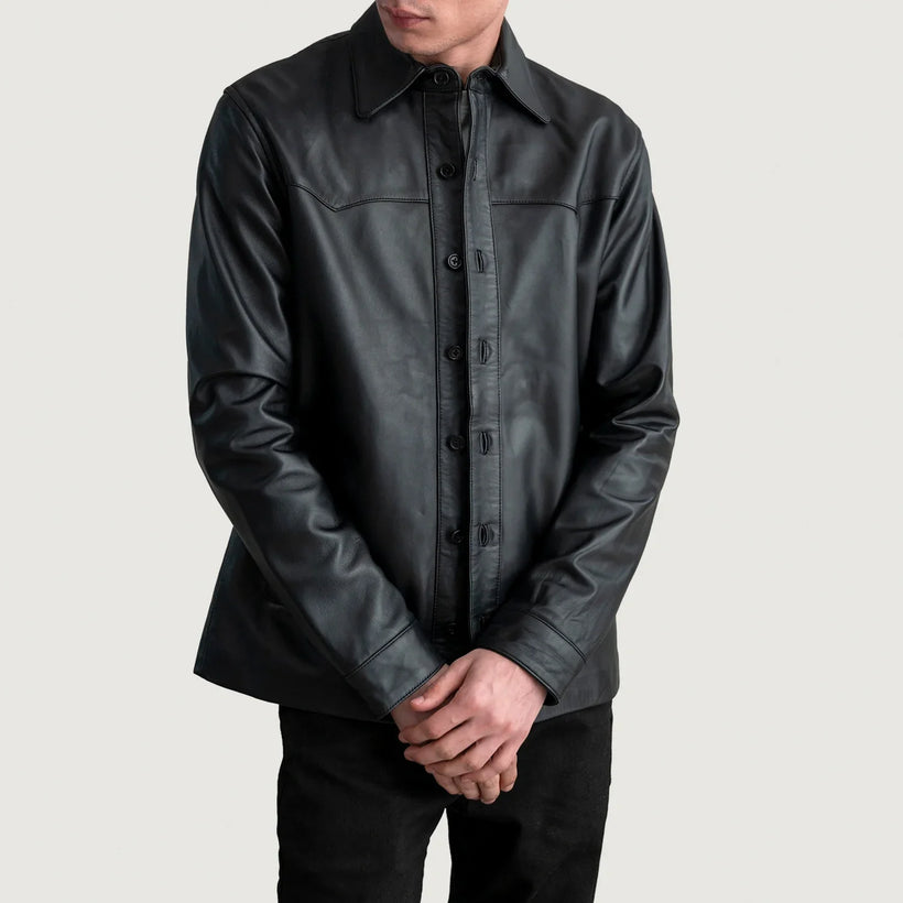Bronco Preto Leather Shirt para Homem