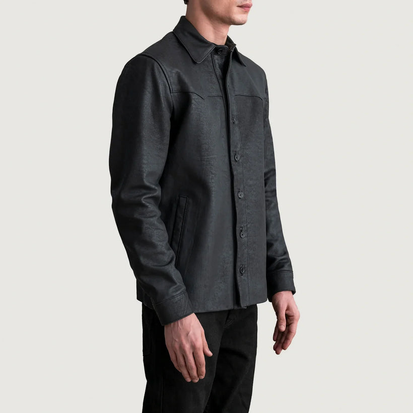 Bronco Tumbled Preto Leather Shirt para Homem