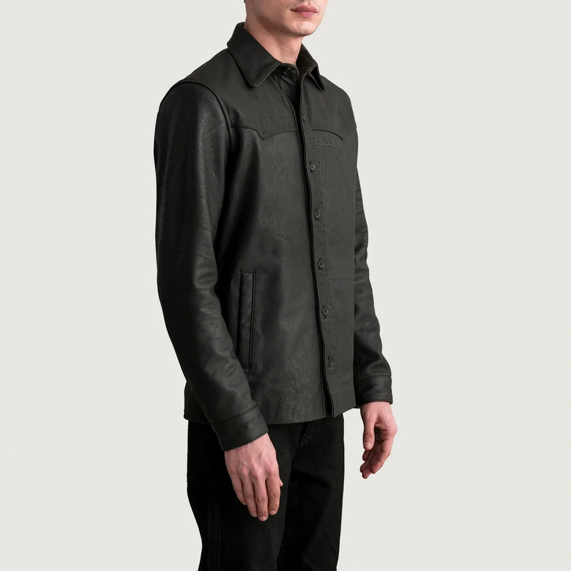 Bronco Tumbled Castanho Leather Shirt para Homem