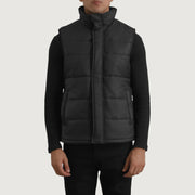 
Vista detalhada of Classic Collar & Zipper With Placket Hardware on Bryan Preto Colete acolchoado para Homem