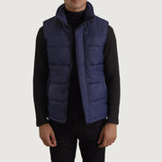 
Bryan Azul Colete acolchoado para Homem in Blue Full-Grain Leather - Vista frontal e silhueta ajustada | Comprar online