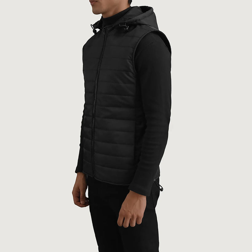 Carlo Preto Hooded Puffer Vest para Homem