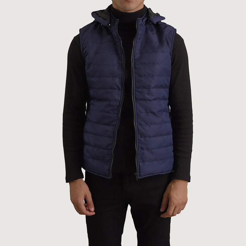 Carlo Azul Hooded Puffer Vest para Homem