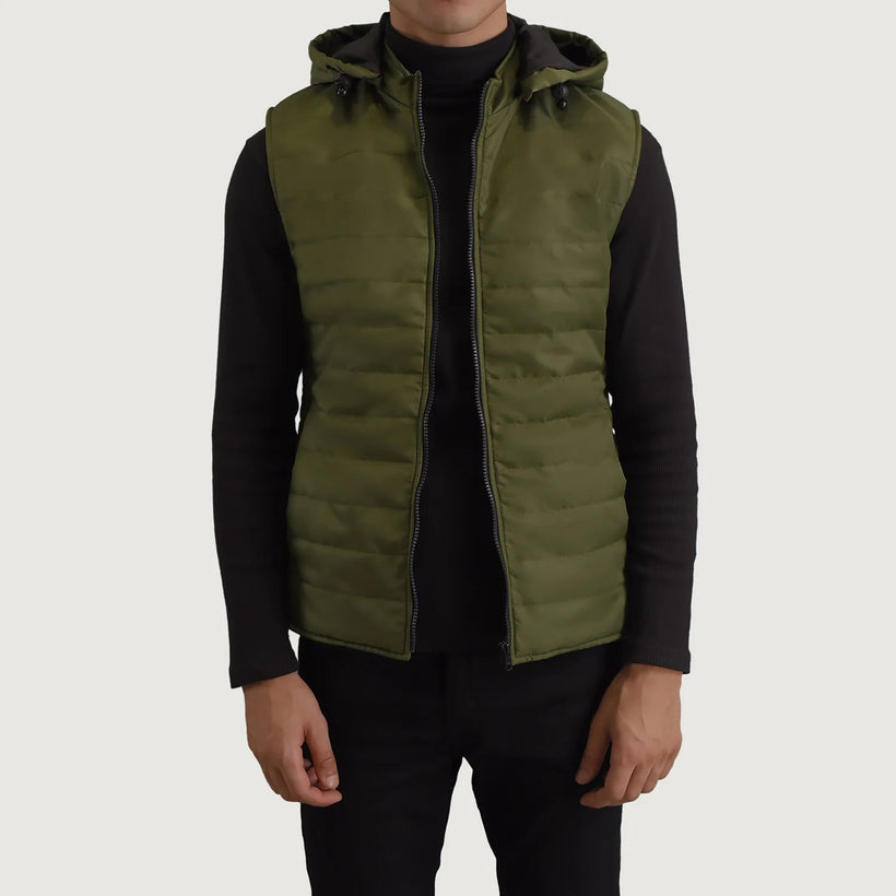 Carlo Verde Hooded Puffer Vest para Homem