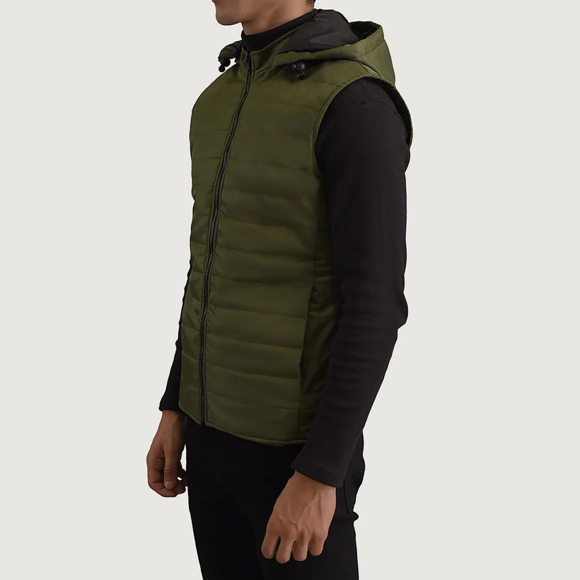 Carlo Verde Hooded Puffer Vest para Homem