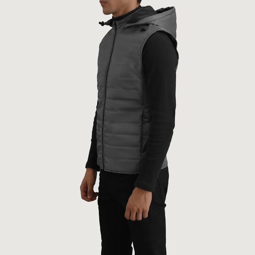 Carlo Grey Hooded Puffer Vest para Homem