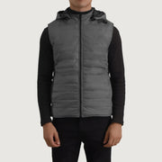 
Vista detalhada of Classic Collar & Zipper Hardware on Carlo Grey Colete acolchoado com capuz para Homem