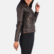 
Vintage Brown Goatskin Leather Biker Jacket - Vista traseira com ombros definidos e bainha impecável