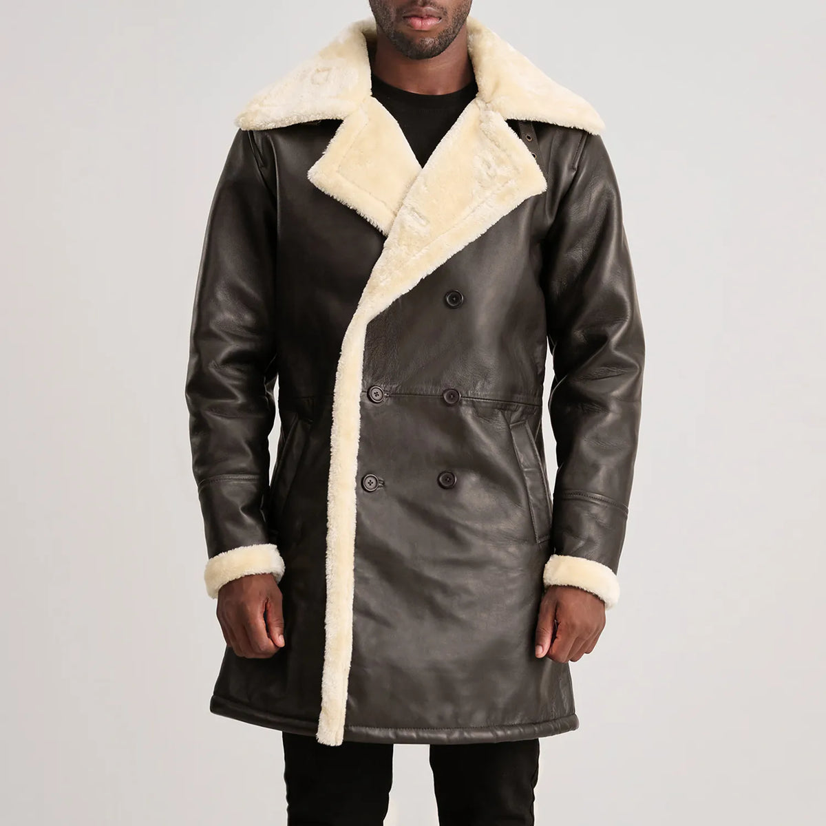 Charles Casaco de Couro Castanho Shearling Casaco de Couro para Homem – alternate product view 4