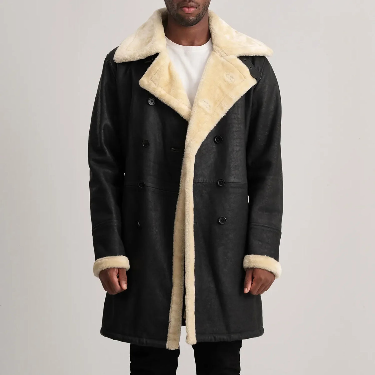 Charles Casaco de Couro Castanho Shearling Casaco de Couro para Homem – alternate product view 1
