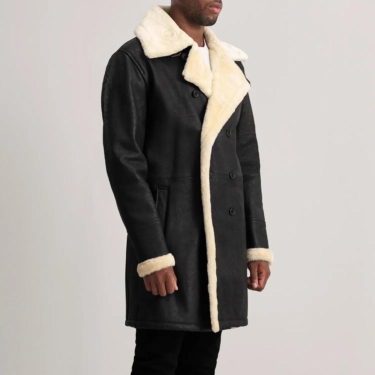 Charles Casaco de Couro Castanho Shearling Casaco de Couro para Homem – alternate product view 2