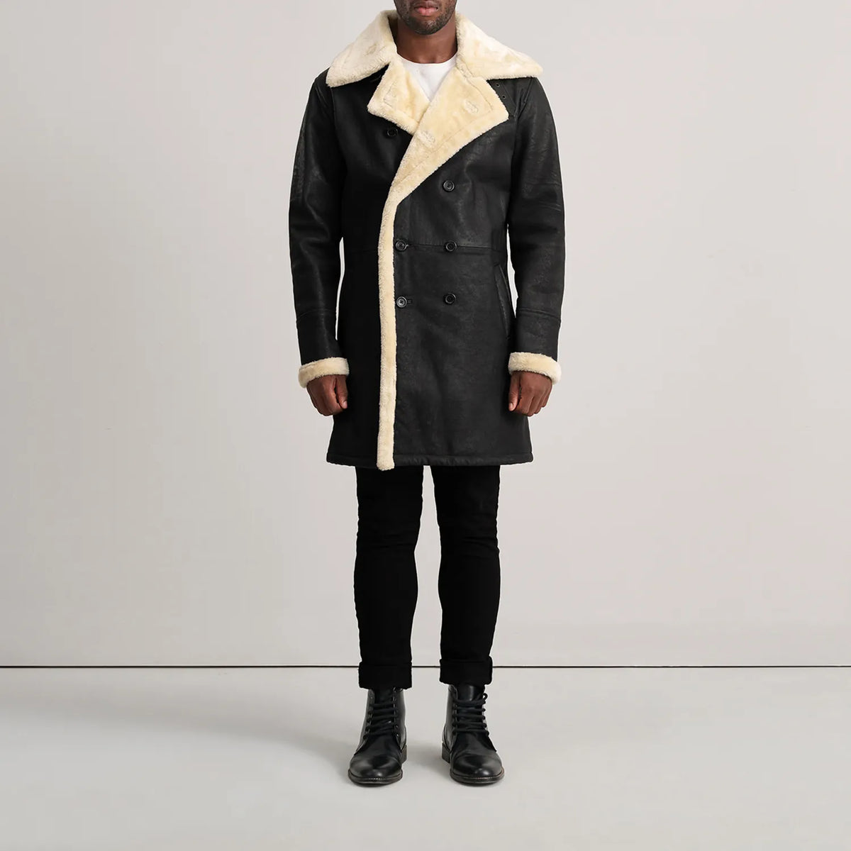 Charles Casaco de Couro Castanho Shearling Casaco de Couro para Homem – alternate product view 3