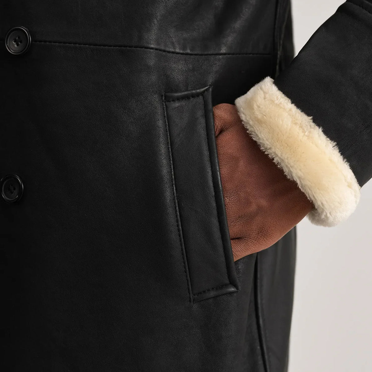 Charles Casaco de Couro Castanho Shearling Casaco de Couro para Homem – alternate product view 6