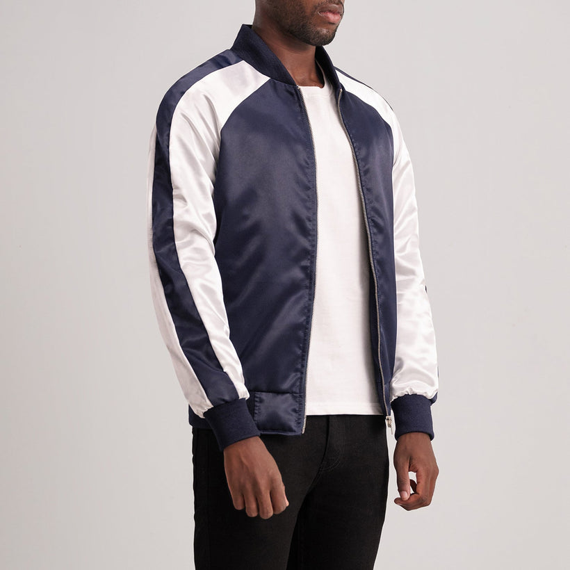 Clarke Azul Varsity Jaqueta de Couropara Homem