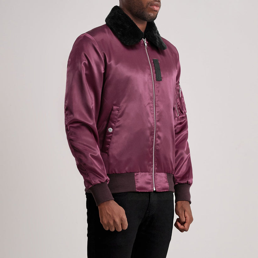 Clyde B-15 Bordô Blusão Bomber de Couro para Homem