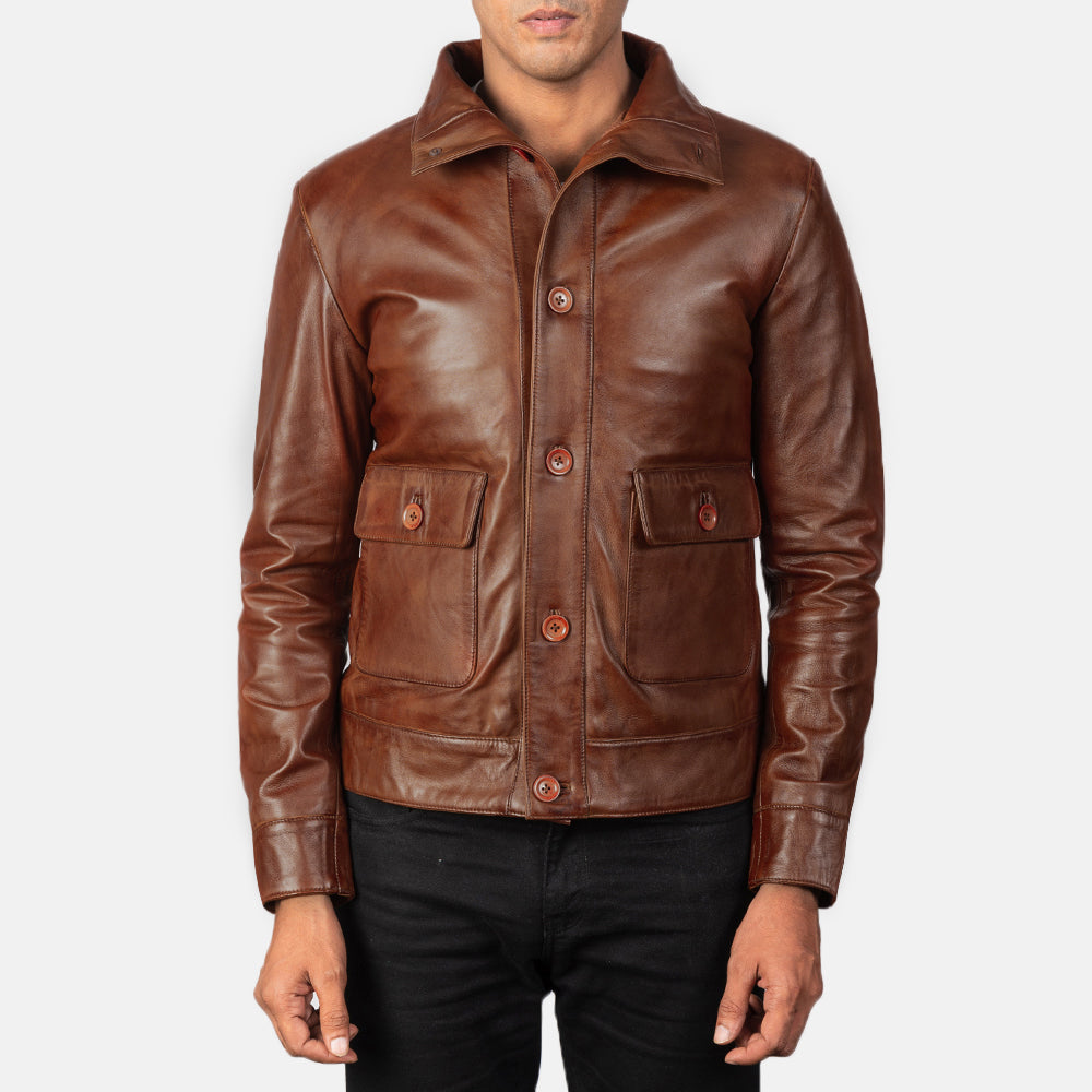 Columbus Blusão Bomber de Couro para Homem – alternate product view 1