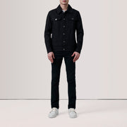 
Black Full-Grain leather Jacket - Vista traseira com ombros definidos e bainha impecável