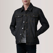 
Conard Faded Preto Denim Trucker Jaqueta de Couro para Homem For Men em couro bovino preto legítimo - Vista frontal e silhueta ajustada | Comprar online