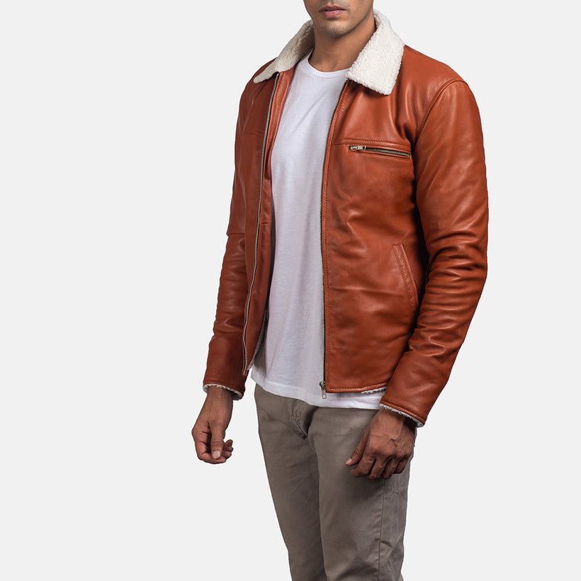 Dan Frost Caramelo Casaco em Pele Shearling para Homem