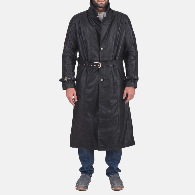 Daniel Preto Trench Casaco em Couro em Couro em Couro para Homem