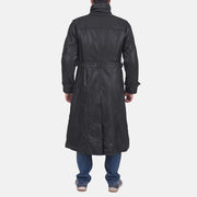 
Vista detalhada of Classic Collar & Button & Waist belt Hardware on Daniel Preto Trench Casaco em Couro em Couro em Couro para Homem