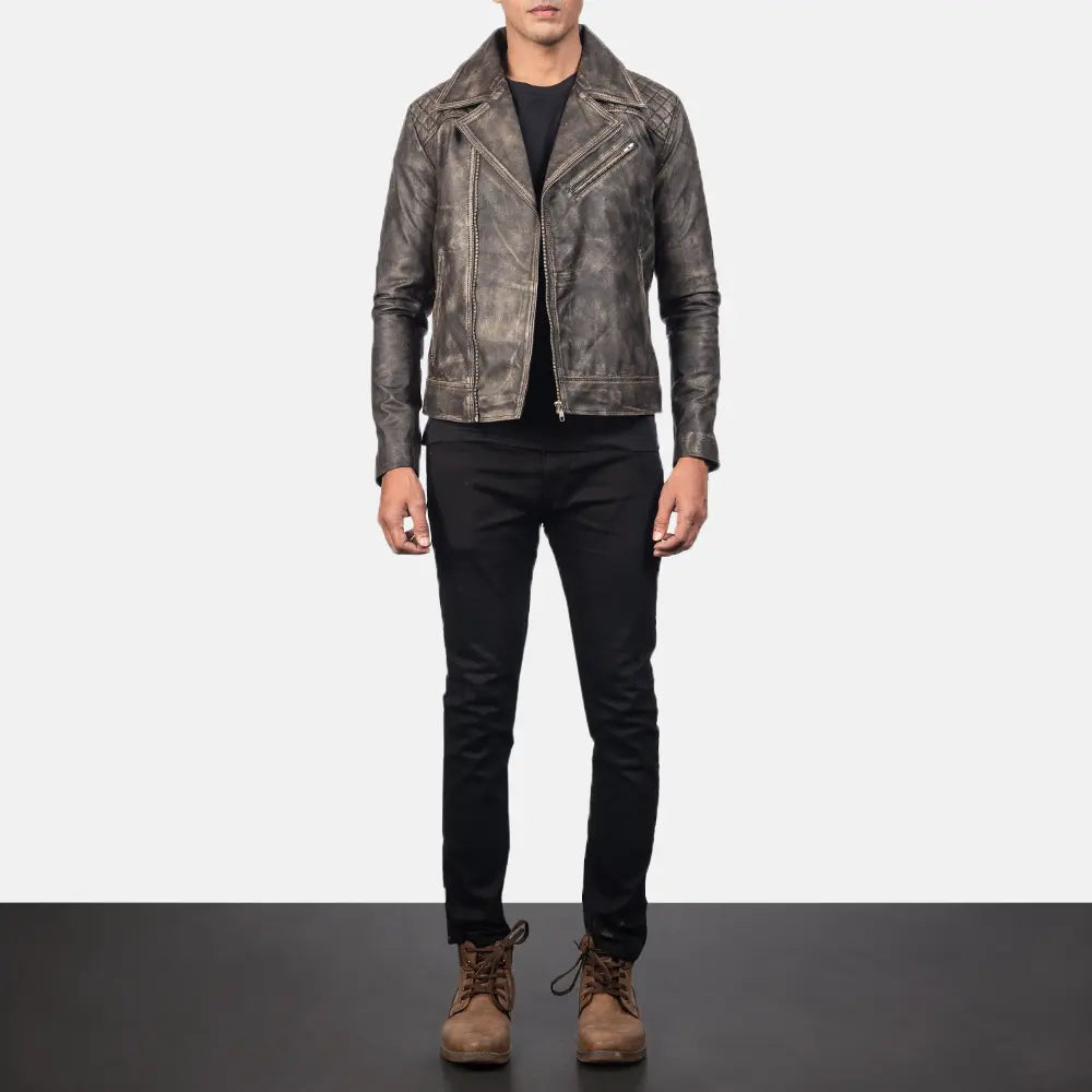Danny Acolchoado Blusão Biker de Couro para Homem – alternate product view 3