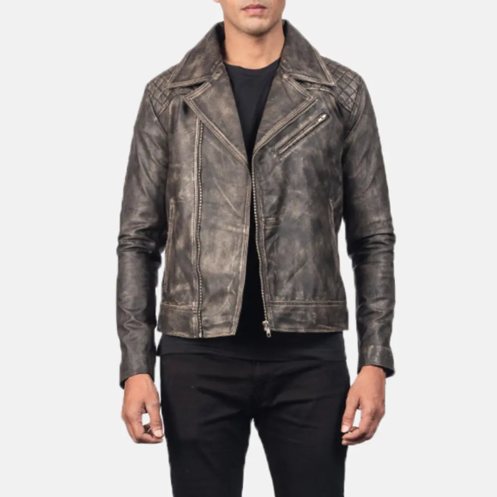Danny Acolchoado Blusão Biker de Couro para Homem – alternate product view 4