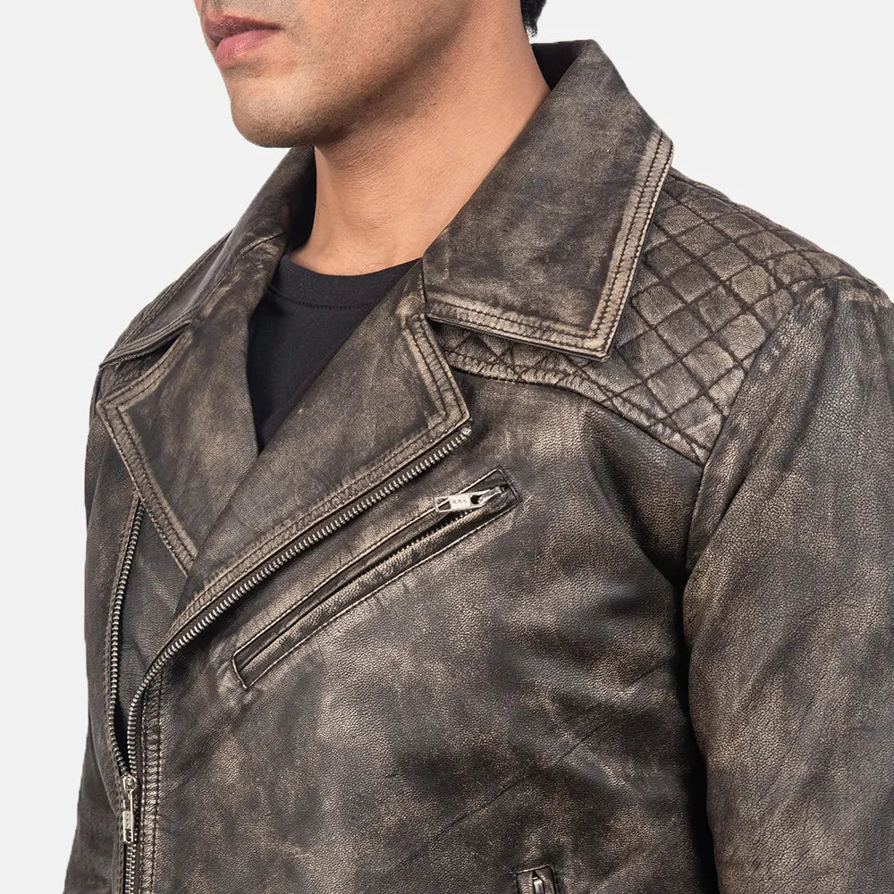 Danny Acolchoado Blusão Biker de Couro para Homem – alternate product view 5