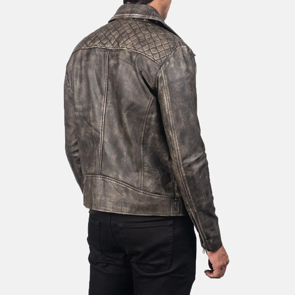 Danny Acolchoado Blusão Biker de Couro para Homem – alternate product view 6