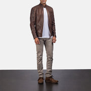 Dean Preto Blusão Biker de Couro para Homem – alternate product view 3