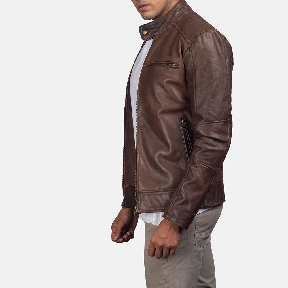 Dean Preto Blusão Biker de Couro para Homem – alternate product view 4