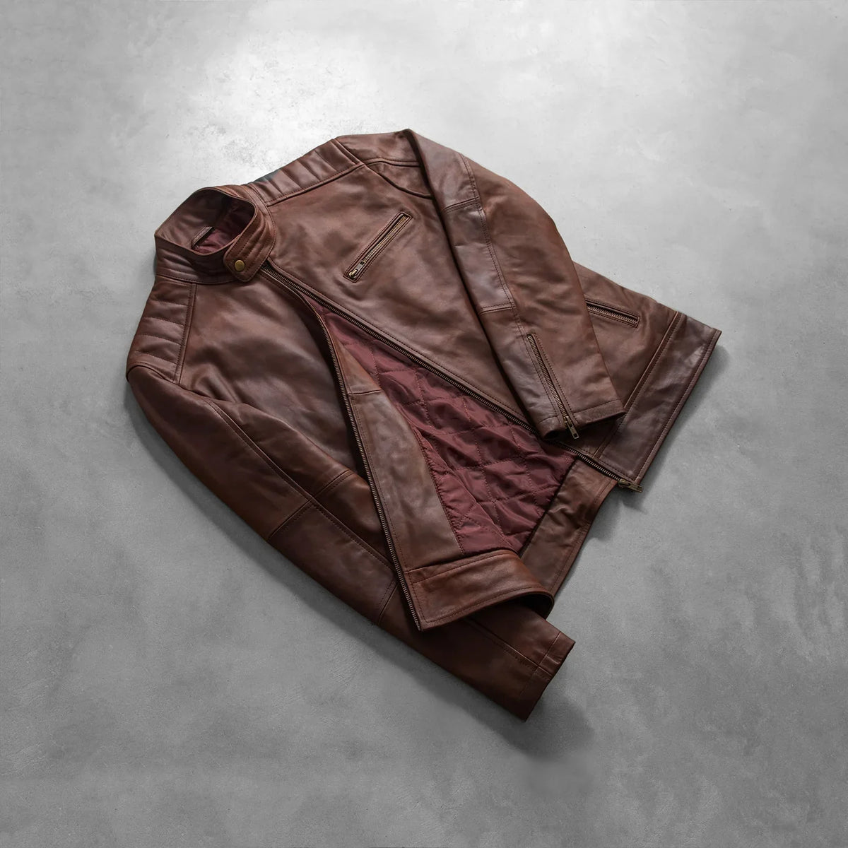 Dean Preto Blusão Biker de Couro para Homem – alternate product view 8