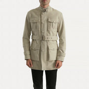 Dolf Off-White Blusão de Camurça para Homem in Off-White Cowhide Suede - Front Profile View &amp; Tailored Silhouette | Buy Online