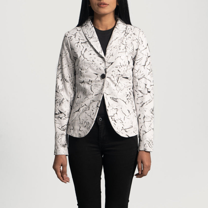Donna Blake White Blazer em Couro em Couro para Mulher