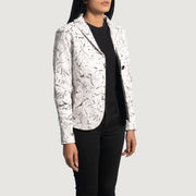 
White Sheepskin Dip &Amp; Dye Leather Blazer - Vista traseira com ombros definidos e bainha impecável