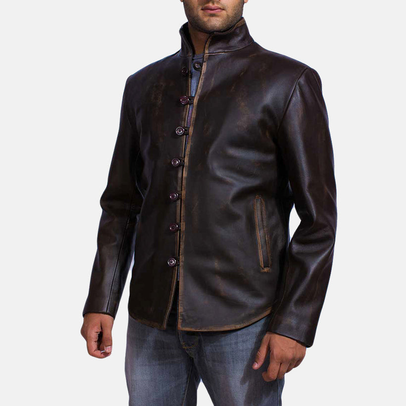 Drakeshire Castanho Blusão de Couro para Homem
