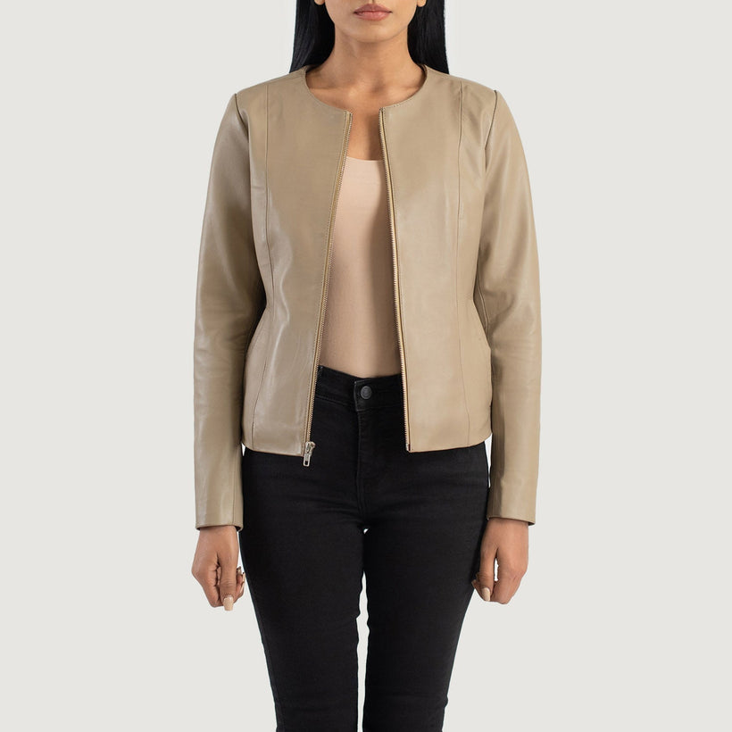 Elixir Collarless Jaqueta de Couro para Mulher