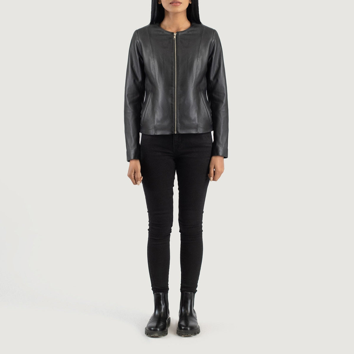 Elixir Collarless Blusão de Couro para Mulher – alternate product view 3