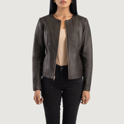Elixir Collarless Blusão de Couro para Mulher – alternate product view 1