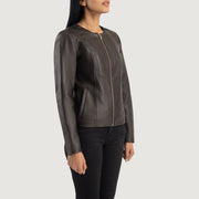 Elixir Collarless Blusão de Couro para Mulher – alternate product view 2