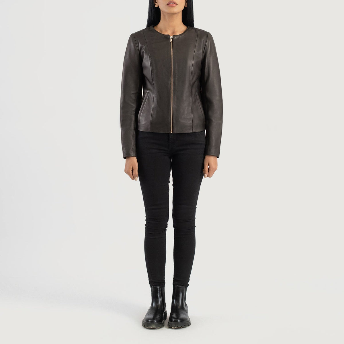 Elixir Collarless Blusão de Couro para Mulher – alternate product view 3