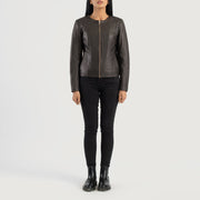 Elixir Collarless Blusão de Couro para Mulher – alternate product view 3