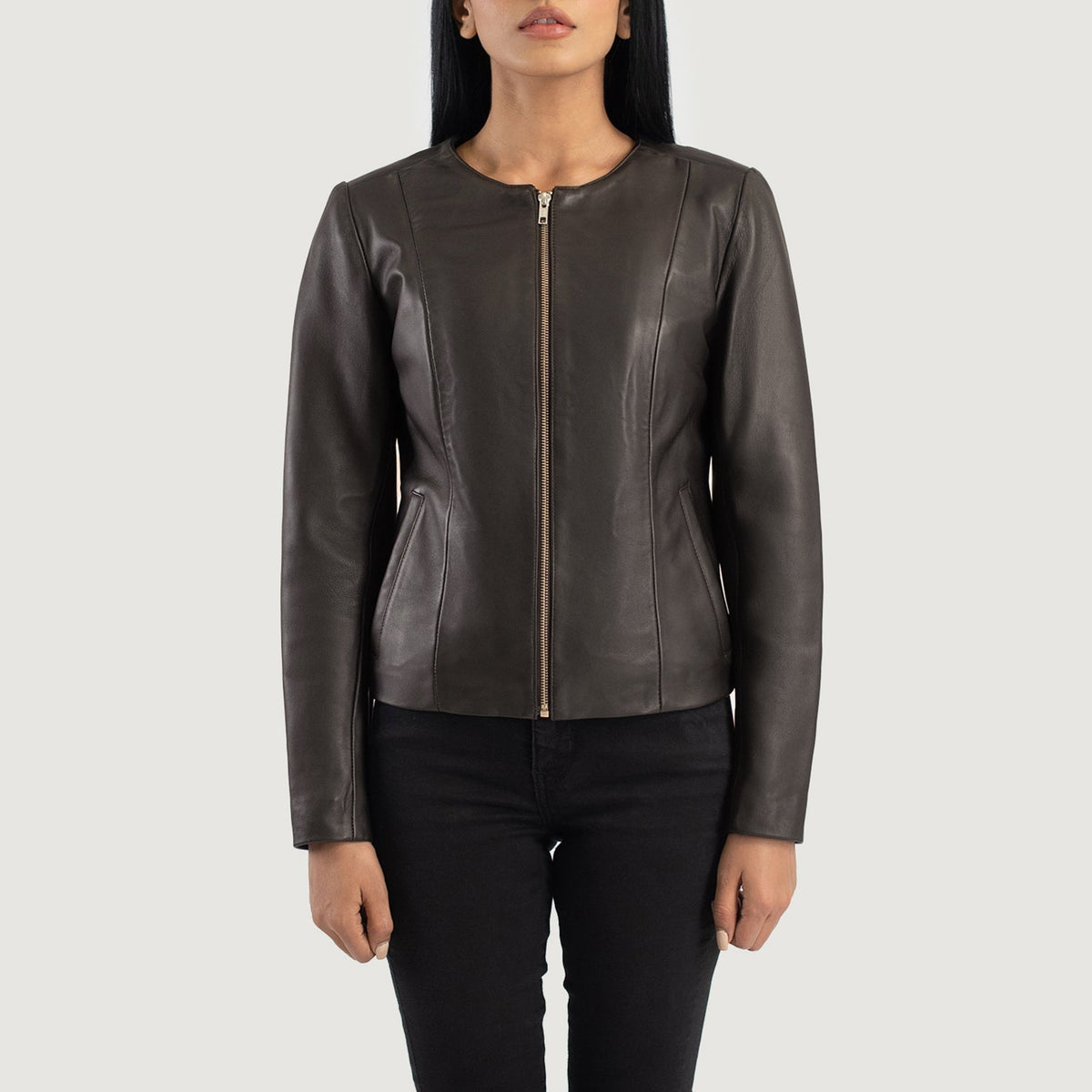 Elixir Collarless Blusão de Couro para Mulher – alternate product view 4