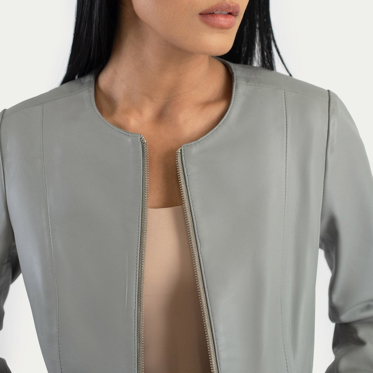 Elixir Collarless Blusão de Couro para Mulher – alternate product view 5