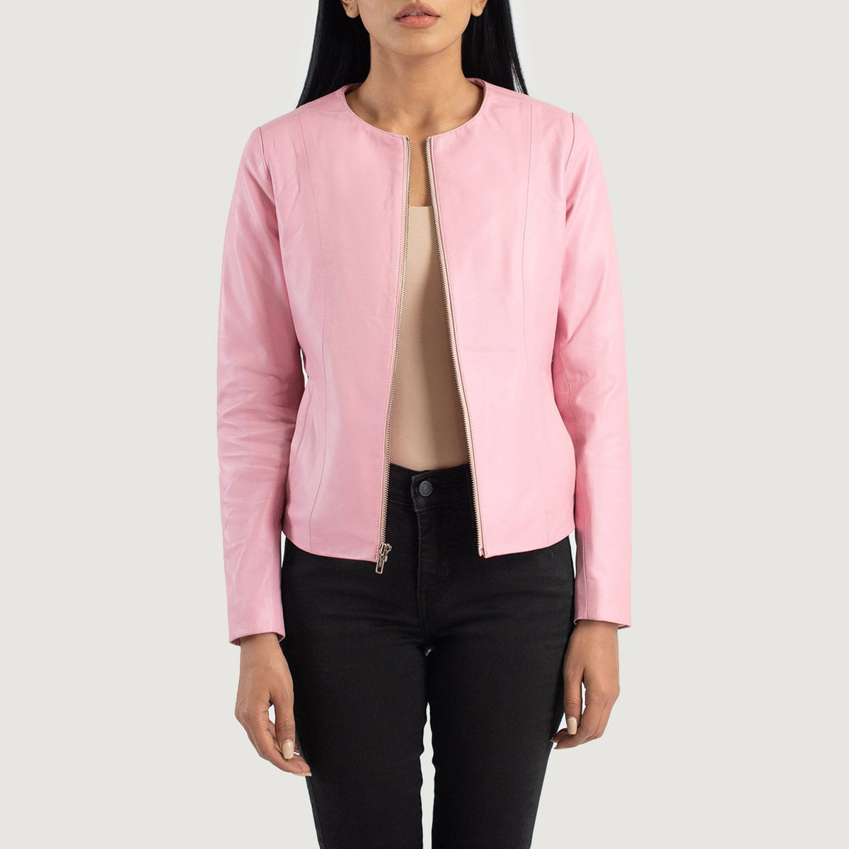 Elixir Collarless Blusão de Couro para Mulher – alternate product view 1