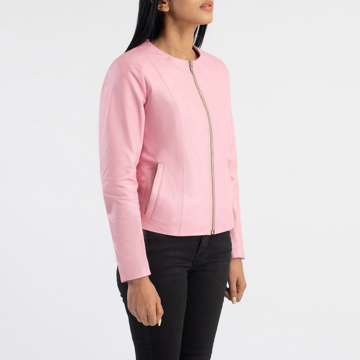 Elixir Collarless Blusão de Couro para Mulher – alternate product view 2